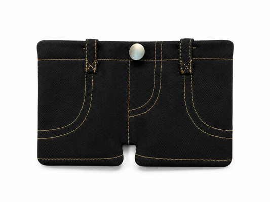Plane Black Denim Gen-Z Style Wallet